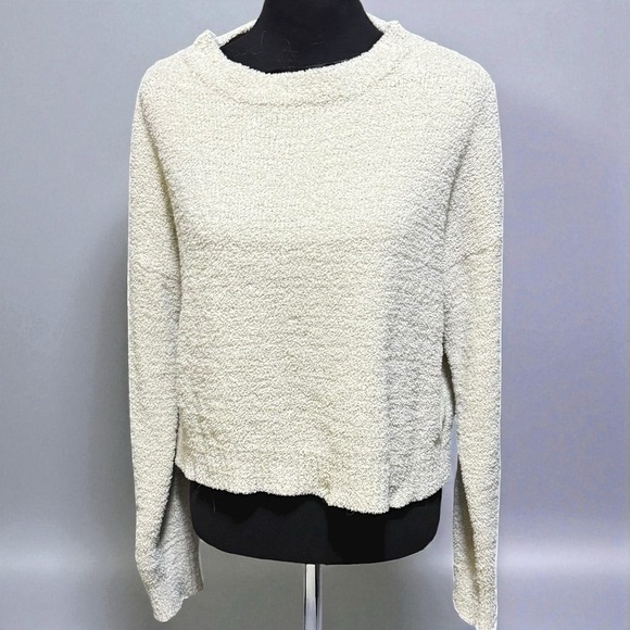 Double Zero Sweaters - Double Zero Spicy Small Ivory Soft Plush Cropped Oversized Sweater Cozy Chunky